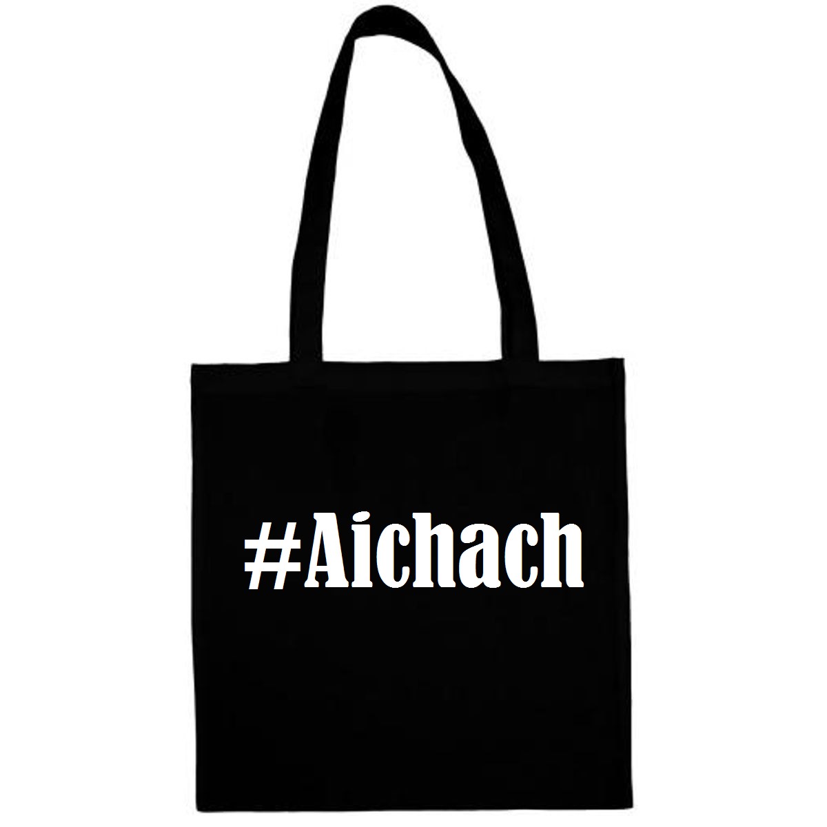 Jutebeutel Tasche Beutel Hipster Bag I love AICHACH schwarz Farbe 